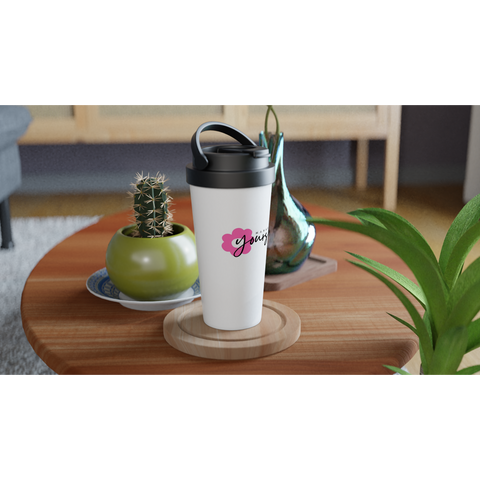 Manage Yourself White 15oz Stainless Steel Travel Mug