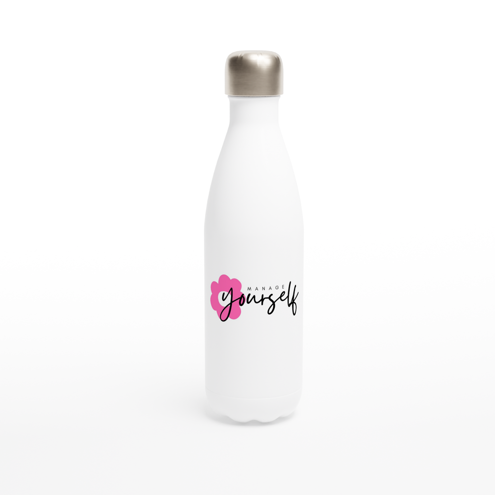 Manage Yourself White 17oz Stainless Steel Water Bottle